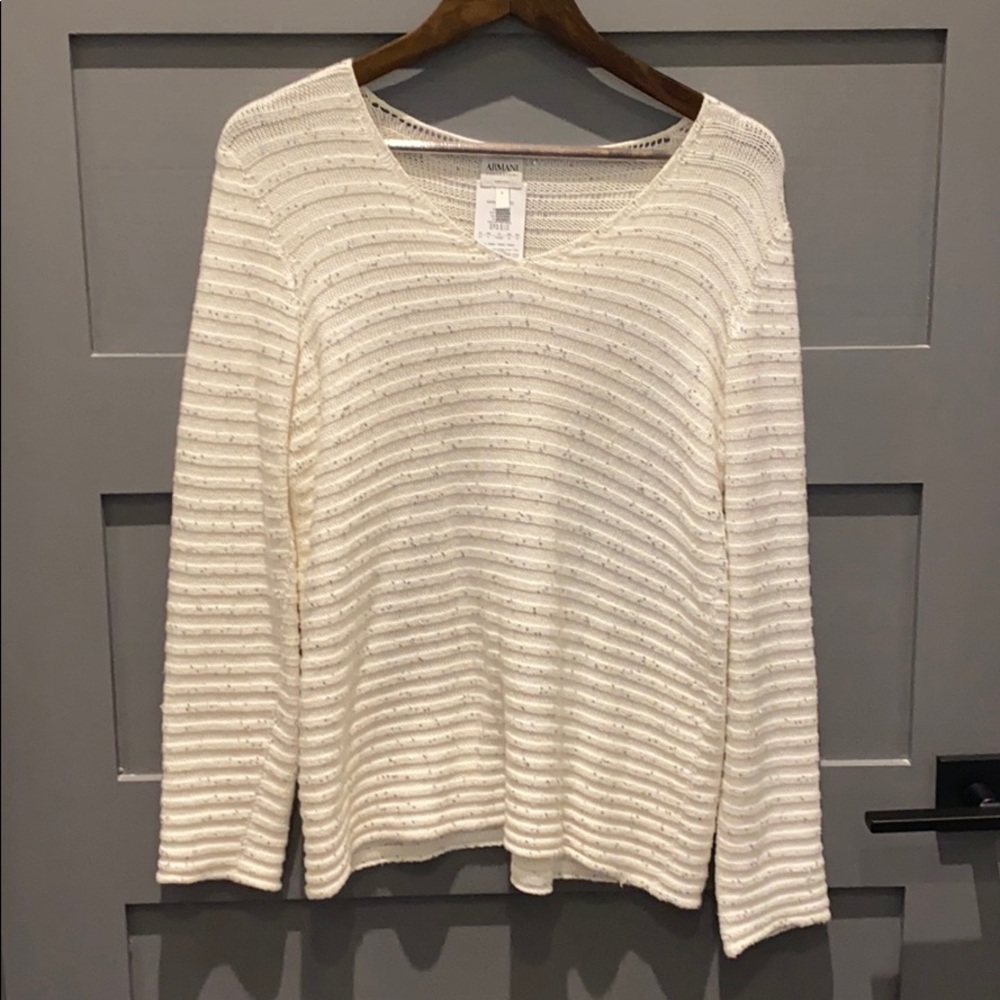 Armani Collezioni White cotton sweater Size 8